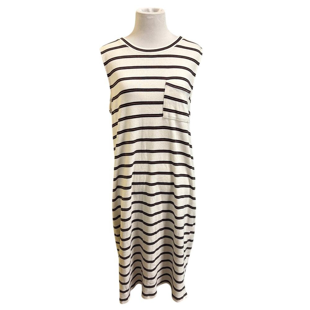 Three Dots Striped Long Weekend Tank Dress Cream Women's size XL